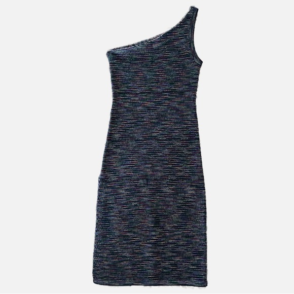 House of Harlow x Revolve Danika One Shoulder Knit Dress Small Black Multicolor - Picture 2 of 8